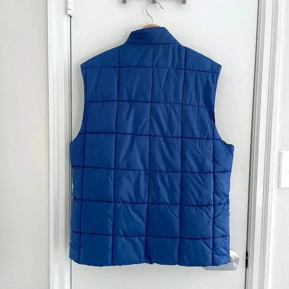 H&M Blue Quilted Puffer Sleeveless Vest Men 44R, 2 Zip Pockets - Picture 2 of 14